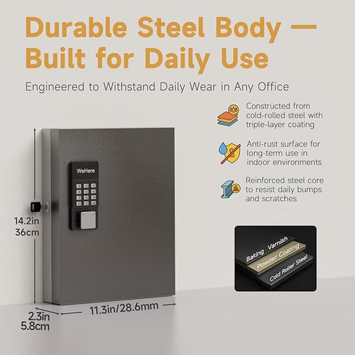 32 Key Lock Box Wall Mount, Smart Key Cabinet One Time Password/APP Bluetooth/Fixed/Wi-Fi Remote/Key Unlock, Key Management for Valets/Realtors/Office/Hotel