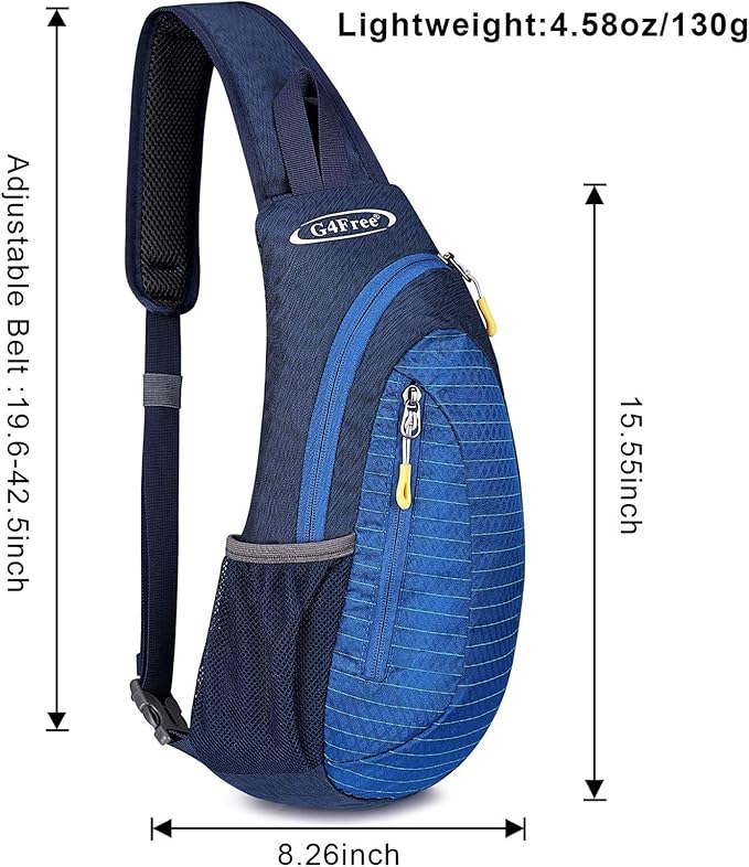 G4Free Sling Bag for Men Women, Small Crossbody Backpack Lightweight Chest Shoulder Bags for Travel, Outdoor and Sports (Blue)