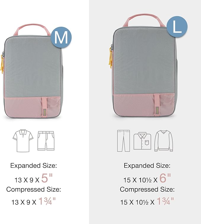 BAGSMART 6 Set Compression Packing Cubes - Lightweight Travel Essentials, Durable Luggage Organizer