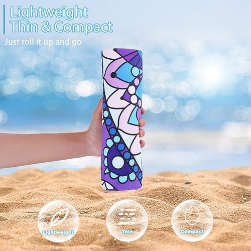 6 Pack Microfiber Thin Lightweight Beach Towel Oversized 71x32 Extra Large Sand Free Towels for Travel Swim Pool Yoga Gym Camping for Adults Women Men Beach Essentials Accessories Vacation Gift