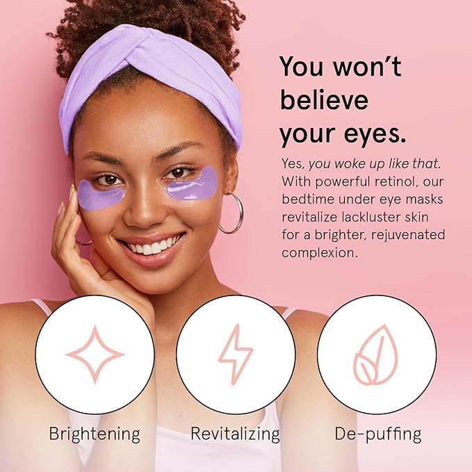 grace & stella Retinol Under Eye Patches for Puffy Eyes and Dark Circles - Restoring Gel Under Eye Masks with Hyaluronic Acid - Vegan Cruelty-Free Skincare, Birthday Gifts for Women (Purple, 24 Pairs)
