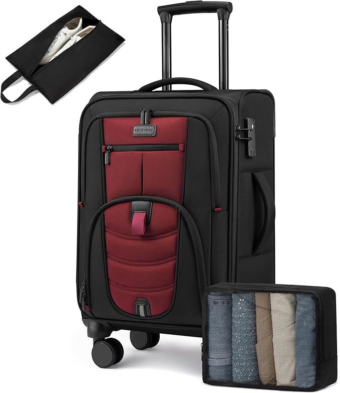 Carry On Luggage 22x14x9 Airline Approved, 22-Inch Suitcases with Spinner Wheels, Softside Carry-on Luggage with TSA Lock for Men Women Business Trip, Lightweight Large Capacity Luggage for Travel
