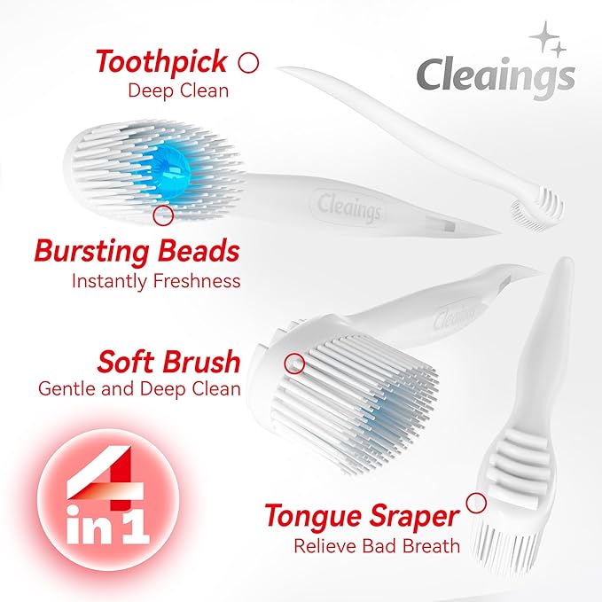 cleaings® Mini Disposable Toothbrush Set with Toothpaste – Travel Essentials, Portable Toothbrush for Women & Men, Camping, Road Trip, Vacation, 24 Count-Ice Peach Flavor（Pack of 1）