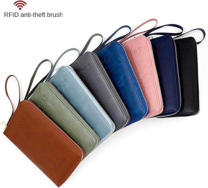 Rowgins Rfid Blocking Passport Holder Wallet, Rowgins Rfid Passport Holder with Zipper, PU Leather PassportHolder for Travel (PEACOCK BLUE)