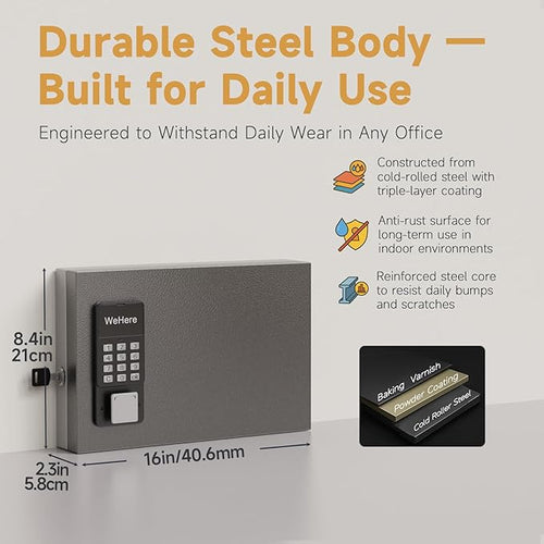 24 Key Lock Box Wall Mount, Smart Key Cabinet, use One Time Password,Fixed Code, Bluetooth, Wi-Fi Remote, Key Unlock, Security Lockbox Organizer for Valets, Hotel, Car, Office Key Management & Storage