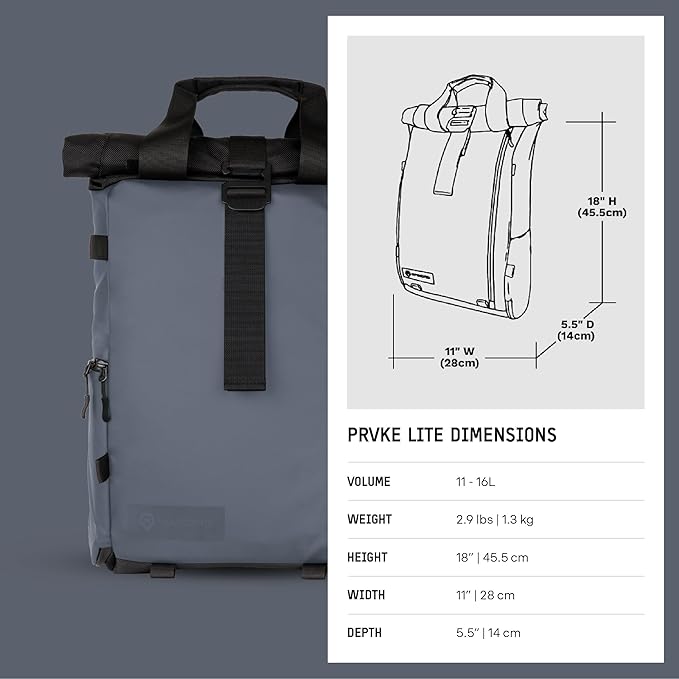 WANDRD PRVKE Lite: Weather-Resistant Travel & Camera Backpack with Laptop Sleeve, Quick Side Access, Clamshell Opening – Ideal Photography & Travel Bag