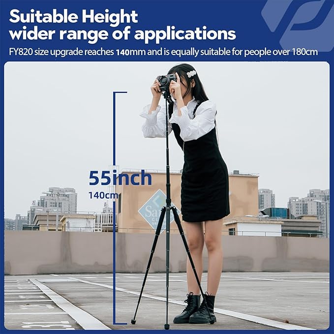 Fotopro Mini Tripod with Ball Head, Phone Mount Detachable Selfie Stick, Folded only 8.6", Max Load up to 6.6 lbs. FY-810 Orange