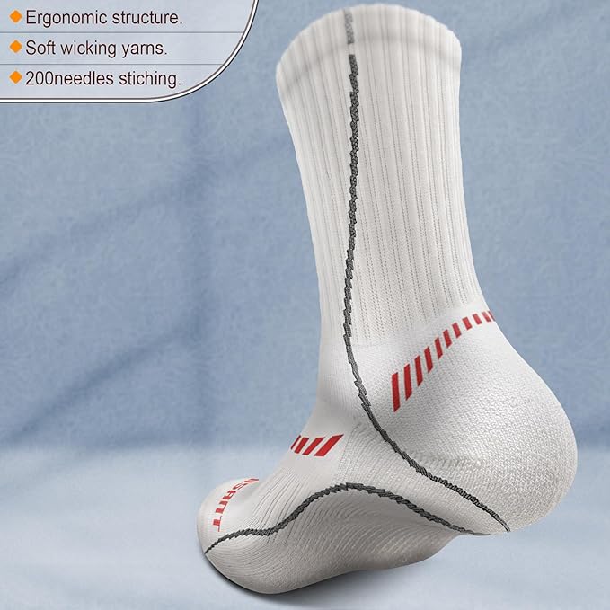 BULLIANT Compression Socks for Men 6Pairs, Athletic Crew Socks Cushioned For Men Sports Running-Arch Support