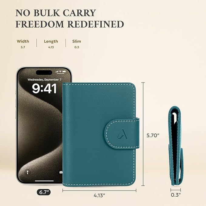 ALLIVE Rfid Passport Holder for Travel, Women & Men, Passport Cover Wallet with AirTag Hidden, Genuine Leather Passport Holder Essential for Business Travel, Airport Security (Lake Blue)