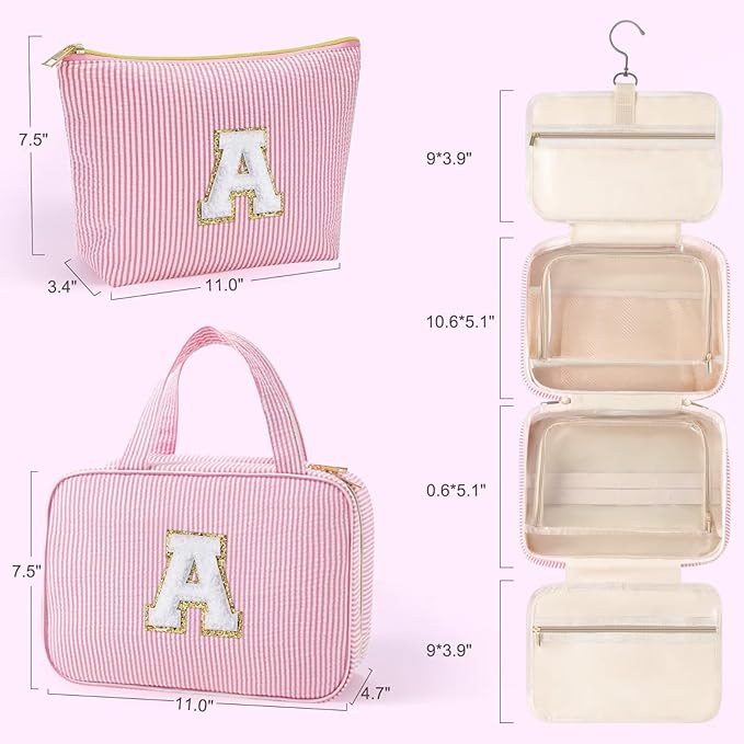 YOOLIFE Travel Toiletry Bag for Women - Hanging Toiletry Bag, Personalized Initial Toiletry Bags for Traveling Women, Portable Travel Toiletry Bag for Toiletries, Cosmetics - Letter H,Purple
