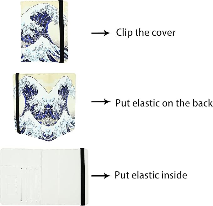 Ink Waves Passport Holder for Women and Men PU Leather Passport Cover for Travel