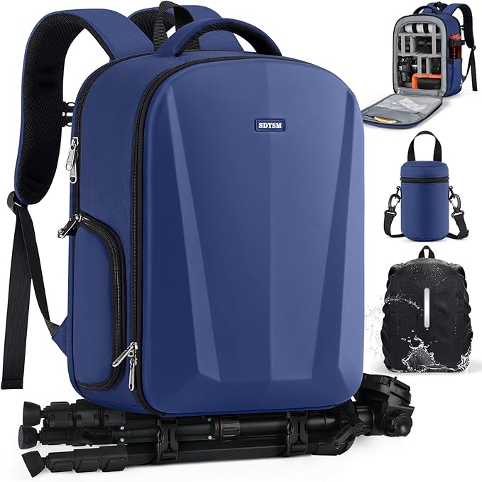 SDYSM Camera Backpack, Large Camera Bag for Photographers Professional DSLR/SLR Mirrorless Camera Case Compatible for Sony Canon Nikon, Blue