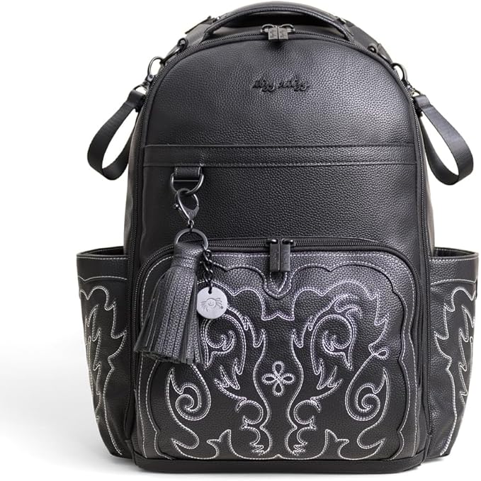 Itzy Ritzy Large Capacity Boss Plus Baby Backpack Diaper Bag Featuring 19 Pockets, Outlaw Black