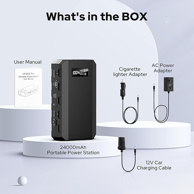 SinKeu Portable Power Bank with AC Outlet, 65W/110V Portable Laptop Charger with QC3.0 USB*1/USB-C *1, 88.8Wh/24000mAh Laptop Power Bank Fast Charging for Camping Travel Home Power Backup