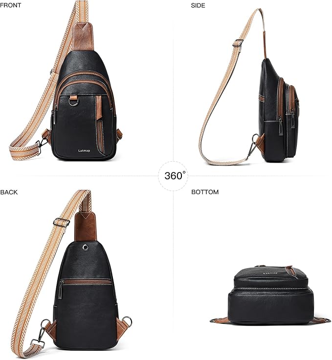 7L Sling Bag for Women Men Leather Small Sling Backpack Daypack Anti Theft Fanny Pack Crossbody Purse Travel