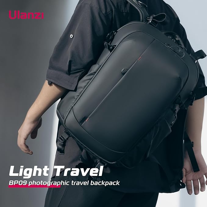 ULANZI Camera Backpack Professional Bag, Water-Resistant Photography Camera Case Anti Theft Travel for Photographers DSLR Mirrorless Camera Lens Tripod Holder 16" Laptop Black 22L