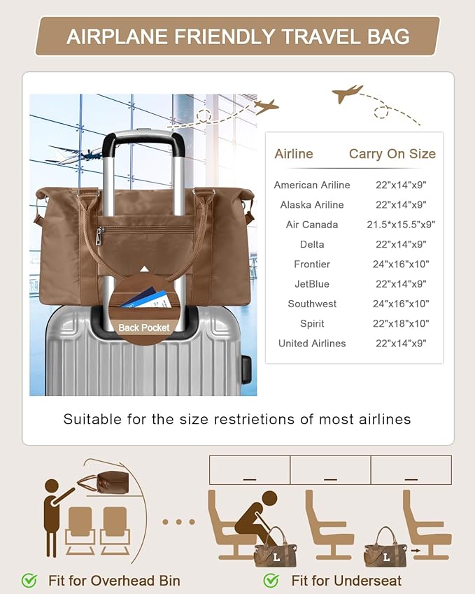 Birthday Graduation Gifts for Daughter,Initial Travel Duffel Bag Sports Gym Bag for Girls Teen Kids Birthday Gifts,Personalized Weekender Bag Carry On Tote Bags Cute Overnight Bag for Women(Brown, L)