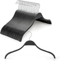 TOPIA HANGER Slim Wooden Hangers with Extra Soft Non-Slip Rubber Grips, 18-Pack High-Grade Fashion Black Hanger No Shoulder Bump for Sweater, Camisole, Jacket, Dress, Coat-CT16B