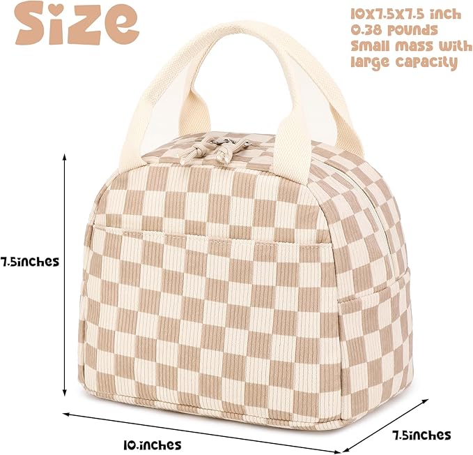Bluboon Lunch Bag for Women Men Cute Corduroy Lunch Tote Bags Reusable Insulated Lunch Box Large Capacity Reusable Insulated Cooler for Work Picnic or Travel