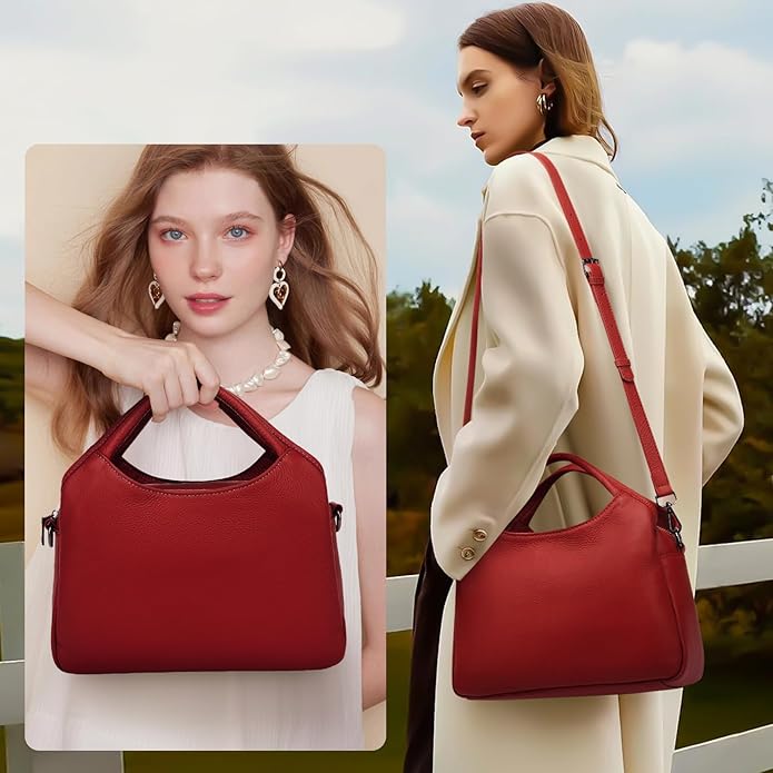 KOGTLA Genuine Leather Purses for Women, Crossbody Shoulder Bags with Top-Handle, Tote Satchel Handbags