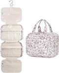 Narwey Hanging Floral Toiletry Bag for Women Travel Makeup Bag Organizer Toiletries Bag for Travel Size Essentials Accessories Cosmetics (Little Dusty Pink Flower (Medium))