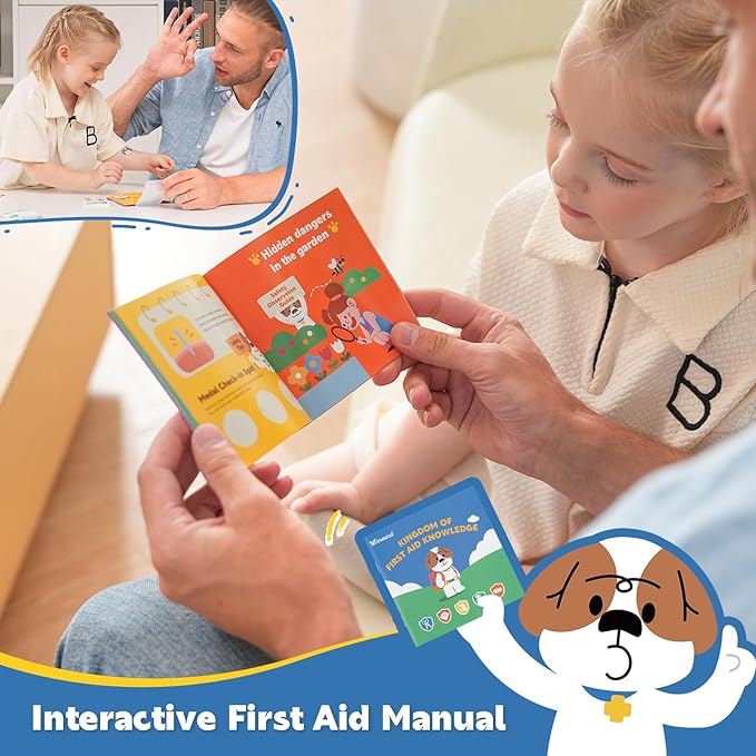 StBernard Kids First Aid Kit, EDC Mini Portable Medical Kit with Cute Bandages, Tools for Children's Daily Boo-Boos, Suits for Home, School, Camping, Hiking, Cub Scouts, Backpacking(Yellow)