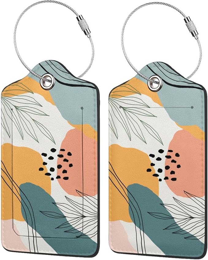 Fun Luggage Tags for Suitcases Leather Name Tag for Luggage Cute Travel Baggage Tags for Carnival Cruise Ships with Funny Patter 2pcs (Bohemia)