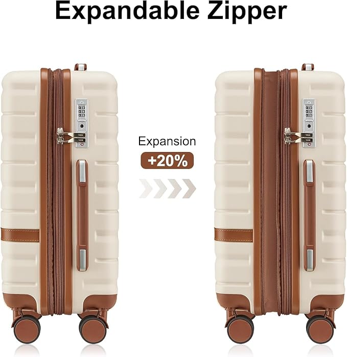 Luggage Sets 4 Piece with TSA Lock Hardside PC+ABS Carry On expandable Suitcase with Spinner Wheels Lightweight Rolling Travel Luggage Sets with YKK Zippers (Purple, 4 Piece Sets(14/20/DB/TB))