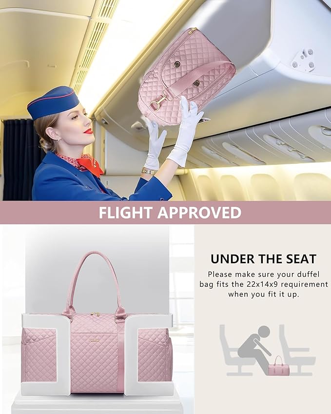 Women Duffle Weekender Travel Bag: Large Duffel Bags with Shoe Compartment Carry On Overnight Tote Bag with Wet Pocket Toiletry Bags Weekend Gym Yoga Hospital Bag for Labor and Delivery Pink 3Pcs Set