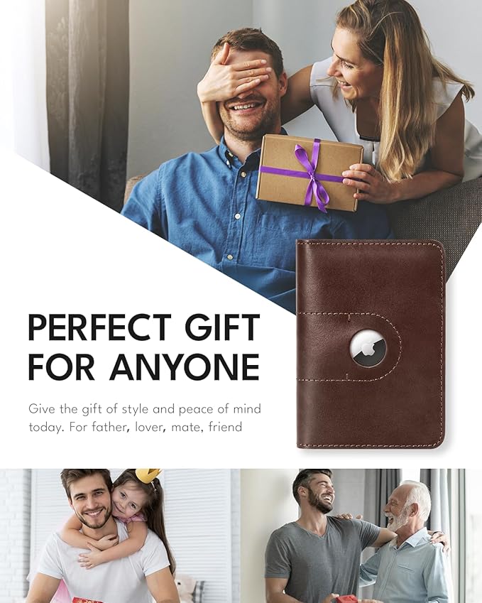 ALLIVE Passport Holder for Travel, Genuine Leather Passport Holder with Airtag Women Men,Travel Must Haves Airport Essentials, Passport Cover Travel Gifts Brown