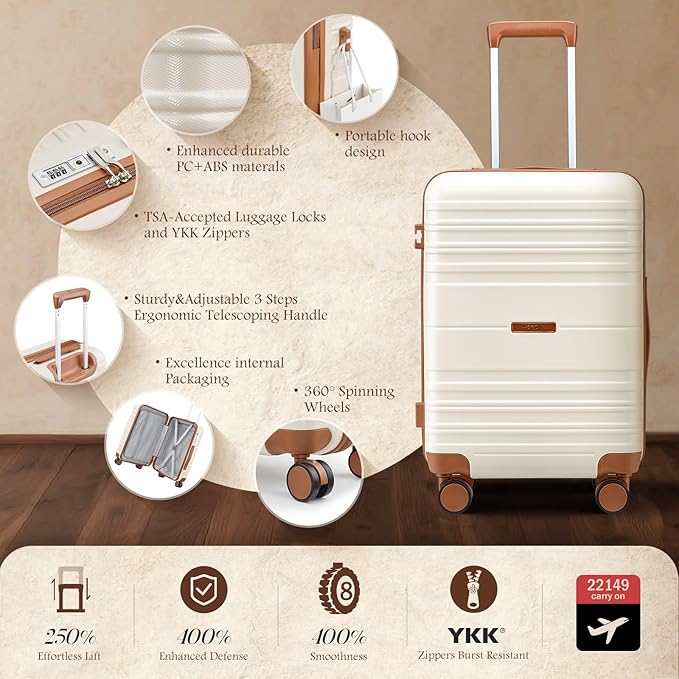 Luggage Sets with spinner wheels, PC+ABS Hard Shell Travel Luggage,Lightweight Carry-on suitcases with TSA Lock,YKK Zippers (Green, 7 piece sets（14/18/20/24/28/DB/TB）)