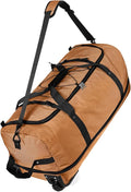 Vomgomfom 32" Soft-Sided Foldable Wheeled Travel Duffel Bag,Expandable 110L to 140L Rolling Cargo Bag with 2 Wheels and Multiple Pockets,Brown