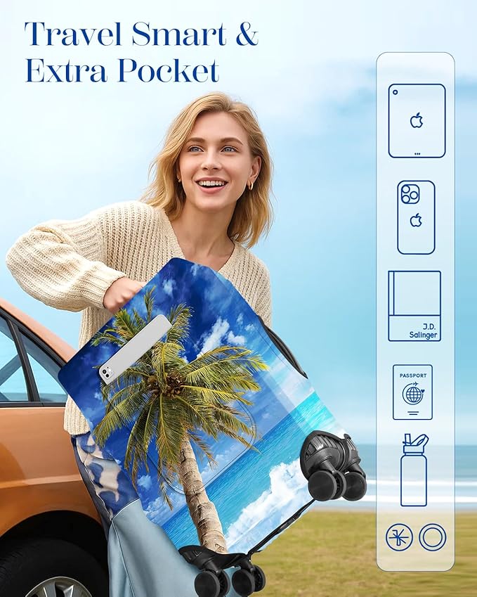 Slohif Luggage Cover for Suitcase Tsa Approved Protector - Luggage Sleeve Large Suit Case Cover Travel Stretch Baggage Case Protective Washable Fit 18-20 Inch Hawaii XS