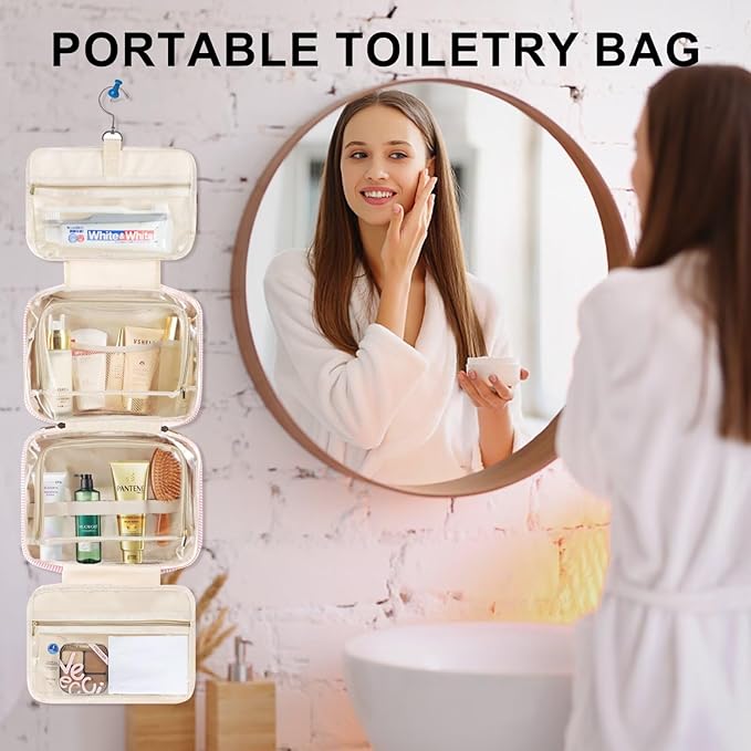 TOPEAST Travel Hanging Toiletry Bag Initial Makeup Bag for Women Teen Girls - Birthday Gifts for Women Teen Girls, Preppy Gifts for Daughter Sister Friends Mom Her - Letter A, Purple