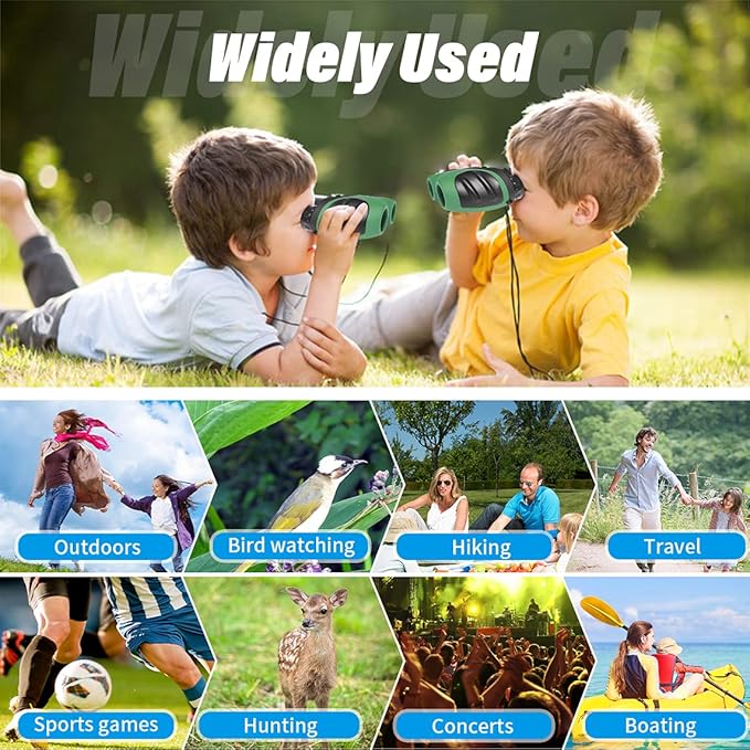 Easter Gifts for 3-12 Years Old Boys, VNVDFLM Compact 8x21 Shock Proof Green Binoculars for Bird Watching Kids Telescope for Teens Toys for 5-10 Years Old Girls (Green)