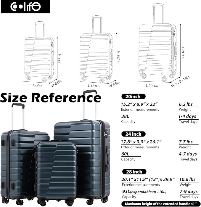 Coolife Medium Checked Luggage with Spinner Wheels Hardside Suitcase TSA Lock Telescopic Handle(24inch, Red)