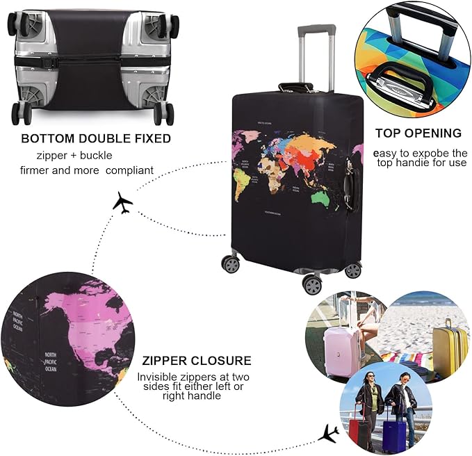 MosaiRudo Thicker Luggage Cover Elastic Suitcase Cover Protector Fits 18-32 Inch Suitcase Travel Accessories (Colorful, M)