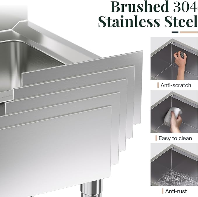 31.5-Inch Undermount Kitchen Sink Workstation, 16 Gauge 304 Stainless Steel Single Bowl Kitchen Sink with Cutting Board, Drying Rack, Roll-Up Rack and Drain Assembly