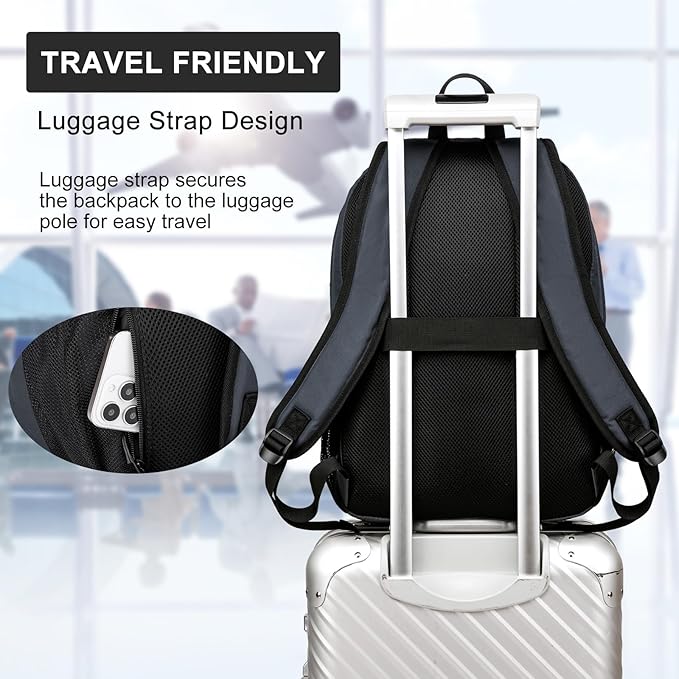School Backpack for Teen Boys & Girls - 8 Compartments Water Resistant Bookbag with Large Laptop Sleeve | 15.6 Inch Anti-Theft College Student Backpack, Black