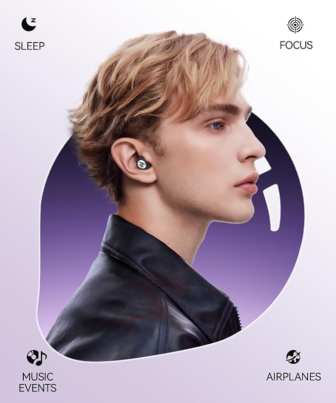 Ear Plugs for Sleeping Noise Cancelling 50dB Concert Earplugs for Noise Reduction Reusable Soft Silicone Ear Plugs for Snoring Shooting Motorcycle Airplanes Musicians with 7 Eartips Case Dark Gray