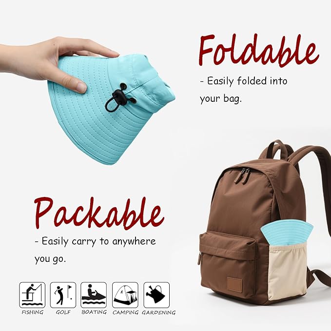 ZOORON Sun Hat for Men Women Fishing Hat with Neck Flap Wide Brim Bucket Hat UV Protection for Beach Camping Hiking