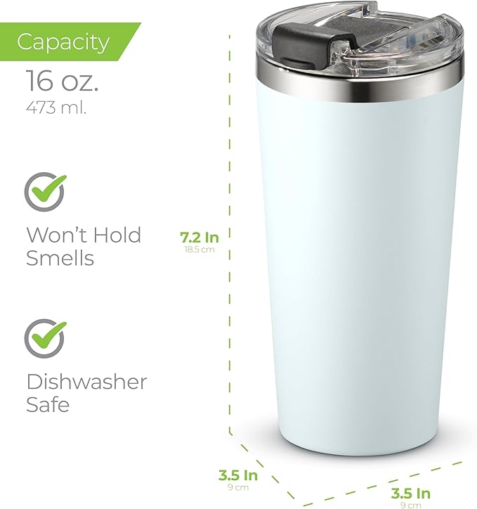 SIPX™ Triple-Insulated Tumblers - 16oz. Premium Modern Tumbler With Lid, insulated Cup Keeps Hot For 6 Hours, Stainless Steel Tumbler Made Of Sustainable Material, Coffee Travel Mug For Home & Office