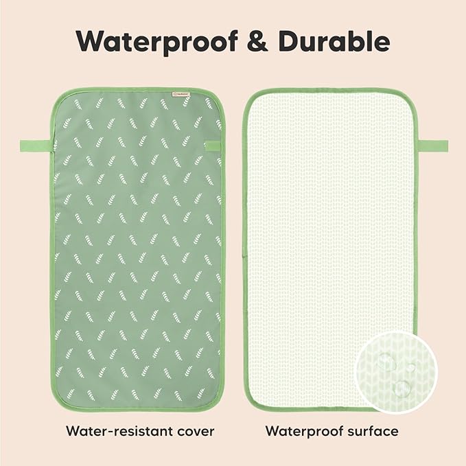 KeaBabies Portable Diaper Changing Pad, Easy Wipe Clean - Foldable Waterproof Baby Changing Mat for Diaper Bag, Compact, Lightweight, 25x13 Baby Changer Travel Essential, Machine Washable (Acacia)