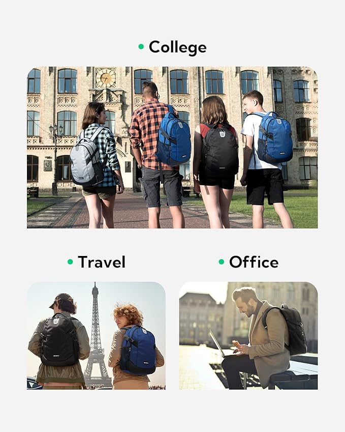 WATERFLY Small Casual Travel Backpack: 20L for Men Women Work Commuter Everyday EDC Daypack Hiking Gym Sport Workout Black