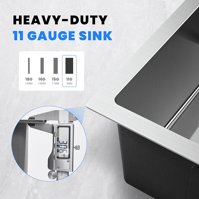 POPFLY 22 Inch Kitchen Sink, 22 x 18 Inch Drop in 18 Gauge Stainless Steel Single Bowl Laundry Sinks 2 Holes Top mount Handmade Utility Small Bar Deep Sink, Brushed