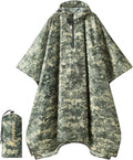 PTEROMY Hooded Rain Poncho for Adult with Pocket, Waterproof Lightweight Unisex Raincoat for Hiking Camping Emergency