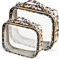 TSA Approved Travel Toiletry Bag,2 Pack Clear Makeup Bags with Handles,Quart Size Clear Cosmetic Bags for Traveling Women,Men,Carry on Airport Airline Compliant Bag,Leopard