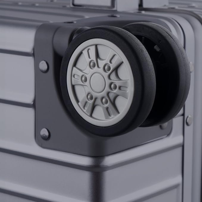 TRAVELKING All Aluminum Luggage Zipperless Hard Shell Luggage Case with TSA Lock Spinner Alloy Metal Suitcase (Grey, 24")