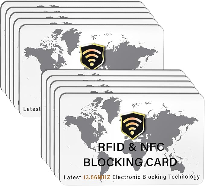 SaiTech IT 10 Pack RFID Blocking Card NFC Contactless Debit/Credit Card ATM Passport Protector ideal for Men & women slim with World map design perfectly fit in wallet(White)