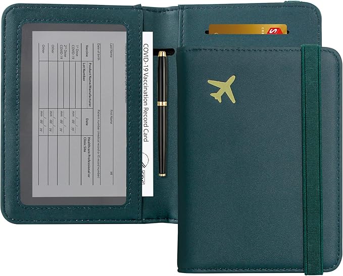ZOPPEN Passport Holder Wallet, Passport Cover Travel Wallet Women Travel Essentials Accessories Document Organizer Travel Must Haves Rfid Blocking Cover Case for Women and Men, Green Black